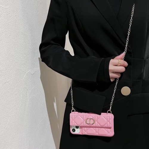 Dior mobile phone case label CD lamb rhombus oblique cross cortex applicable coin purse card bag