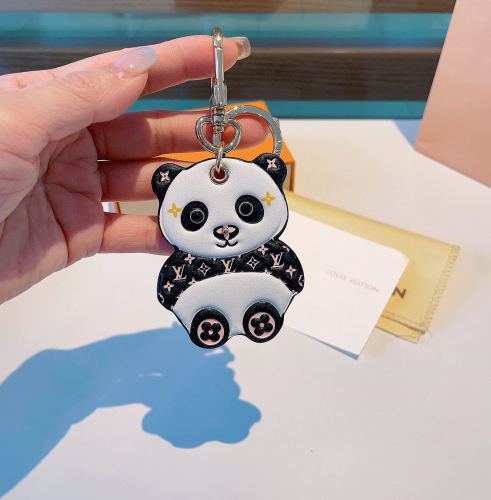 Louis vuitton jewelry keychain, old flower panda keychain bag pendant