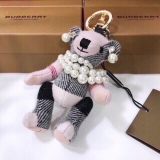 Burberry checkered cashmere Thomas Teddy pearl bag and keychain