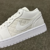Air Jordan 1 Low Quilted Triple White Style:DB6480-100