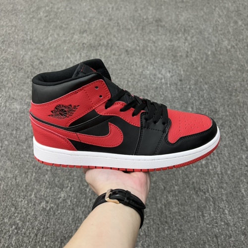 Air Jordan 1 Mid “Red and Black” Style:554724-074/554725-074