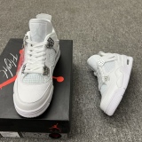 Air Jordan 4 Retro  Pure Money  pure white silver buckle AJ4Style:308497-100/408452-100
