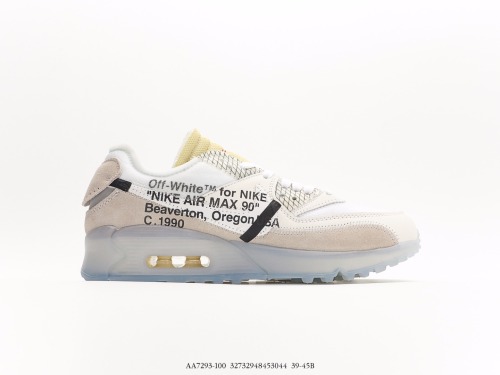 Nike OFF-White X Nike Air Max90 Heavy Nie NIKE Limited Limited Classic Air Cushion Running Shoes STYLE: AA7293-100