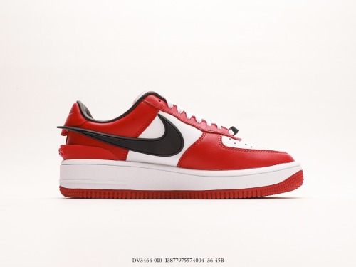 AMBUSH X Nike Air Force 1 LowblueylLow wide -bottomed series Low -top sneakers  black and white red hook  Style:DV3464-010