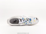Nike Air Force 1 Lowcream Whitegrey  classic Low -end leisure sneakers  leather splash ink   Style:CZ0339-100