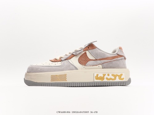 Nike WMNS Air FORCE 1 FontanikeagreybeigeBROWN misplaced decomposition series Low -dual lightweight and wild casual sneakers  gray rice white brown    Style:CW6688-806