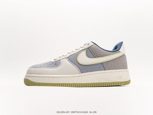 Nike Air Force 1 ’07 Gray Blue Canvas Stitching Low Bud Barlier Leisure Sneakers Style:DG2296-025