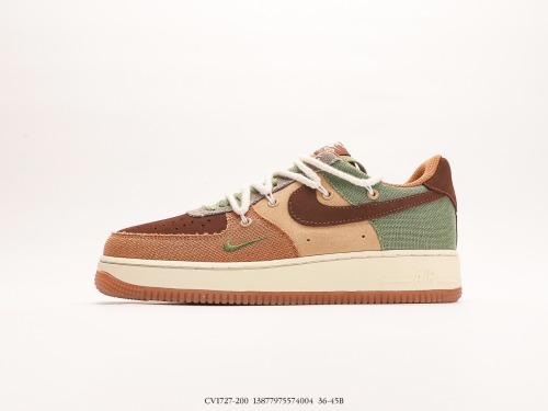 Nike Air Force 1 '07 cloth dual strap small hook Low -top casual board shoes  brown stitching Zion Doll  Style:CV1727-200