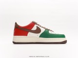 Nike Air Force 1 07 LV8 LowGREENWHITERED series classic Low -end leisure sneakers  leather green and white brown tea drinking  Style:YH8569-123