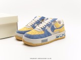 Nike WMNS Air Force 1 FonTanikebluebeigeoLive misplaced decomposition series Low -weight light and versatile sneakers  denim blue and yelLow  Style:CW6688-807