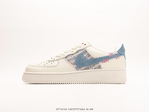 Nike Air Force 1 Low casual sneakers  rice white and blue  Style:FJ7740-141