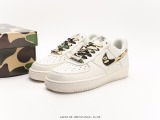 A Bathing APE BAPE X NIKE Air Force 1 STA LowCAMO Low -gang classic versatile casual sports shoes  rice white black green camouflage  Style:AA1365-118