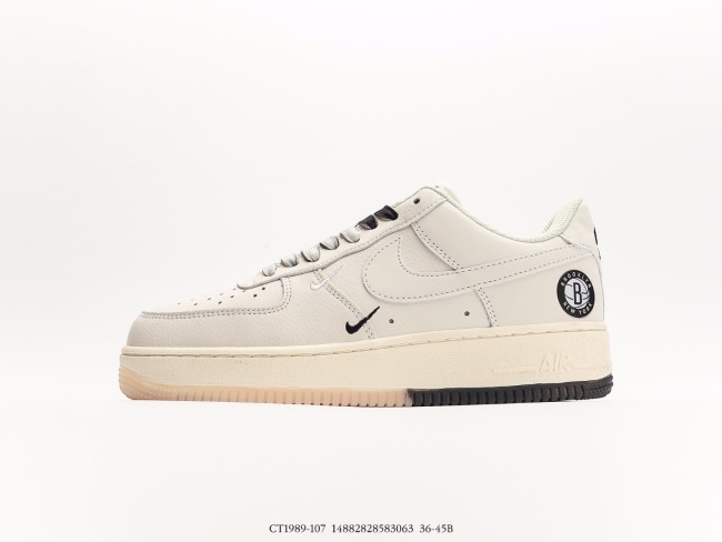 Nike Air Force 1 Low '07  Mi Black and White  Brooklyn Net City Limited Low Low Casual Sneakers Style:CT1989-107