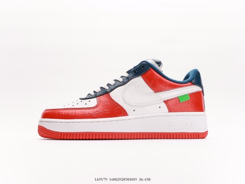 Louis Vuitton x Nike Air Force 1 '07 LV8 Lowroyal Bluewhitelv Monography series Low -top classic wild casual sports shoe