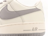 Nike Air Force 1’07 LowbeigeWolf Greyjumbo Swoosh series classic Low -end leisure sneakers  leather rice white wolf gray big hooks  Style:SP0758-028