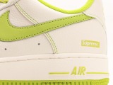 Supreme X Nike Air Force 1 07 LowSUPREME Classic Low -Bringing Leisure Sneakers  Litchi Leather Rice White Lemon Green SUP  Style:SU0220-008