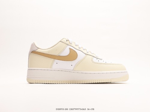 Nike WMNS Air Force 1’07 QSCOCONUT MILK Classic Low Gangs Leisure Sneakers  Switching Milk YelLow and White Brown Hook Double Hook  Style:DX8953-100