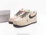 Louis Vuitton x Nike Air Force 1 07 LV8 Beige WhitegreyBlackgold LV classic wild casual sports shoes  leather sauce deep gray LV printing    Style:BS8856-820