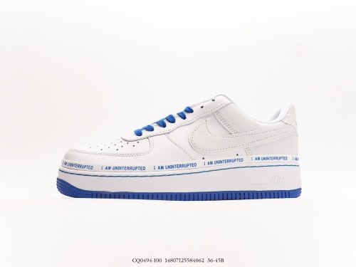 Uninterrupt X Air Force 1 More than____ White Bao Blue Signature Caddy 3M Classic Various casual sneakers Style:CQ0494-100