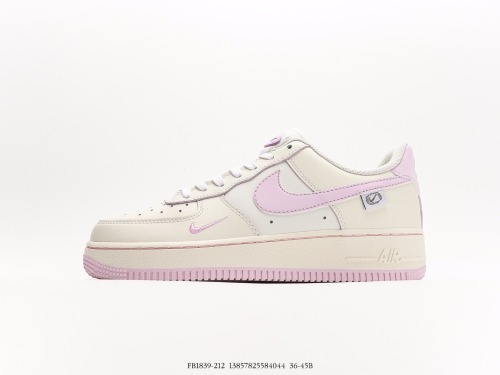Nike Air Force 1 '07 Low QSSAIL Whitepinike Mini Swoosh Classic Low Low -Bannia Sneaker  Leather Rice White Powder Small Hook  Style:FB1839-212