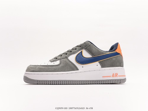 Nike Air Force 1 Low  Gray Blue Orange suede  Low -end leisure sneakers Style:CQ5059-103