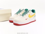 Nike Air Force 1 '07  Rice White YelLow and Green Double Hook  casual sneakers Style:HX123-002