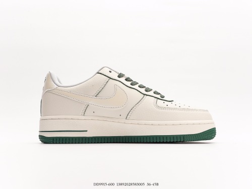 Nike Air Force 1 '07 Low QSSAIL Whitegreen mini swoosh classic Low -end leisure sneakers  leather rice white dark green hook  Style:DD9915-600