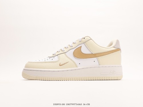 Nike WMNS Air Force 1’07 QSCOCONUT MILK Classic Low Gangs Leisure Sneakers  Switching Milk YelLow and White Brown Hook Double Hook  Style:DX8953-100