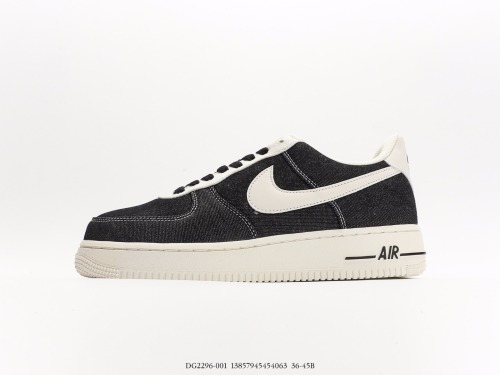 Nike Air Force 1’07 Low Qsdenim Blackmilky White classic Low -end leisure sneakers  denim black rice  Style:DG2296-001