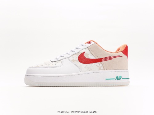 Nike Air Force 1 '07 Low classic versatile casual sneakers  Bunny White Orange  Style:FD4205-161