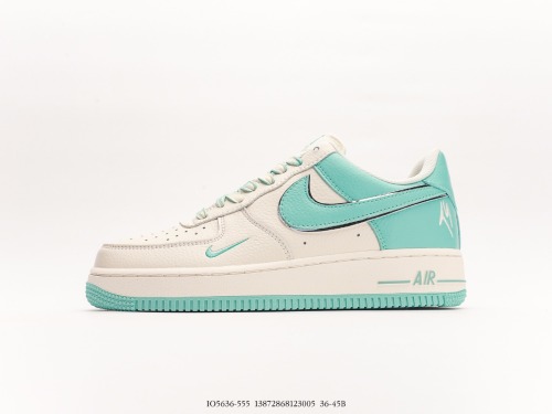 Nike Air Force 1 '07 Low TS small hook Low -top casual board shoes  rice white blue  Style:IO5636-555