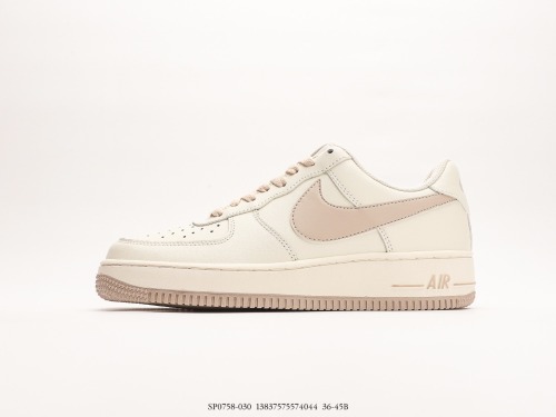 Nike Air Force 1’07 Lowbeigelake Greenjumbo Swoosh series classic Low -end leisure sneakers  leather rice white light powder amplify hook  Style:SP0758-030