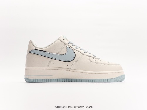 Nike Air Force 1’07 Lowwhitelight Bluesilver classic Low -top leisure sneakers  leather white light blue silver hook  Style:BM1996-099