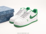 Louis Vuitton x Nike Air Force 1 07 LV8 LowwhitegreenImlv Monography Classic wild casual sneakers  Leather White green denim LV Old FLower Nights  Style:CV0670-400