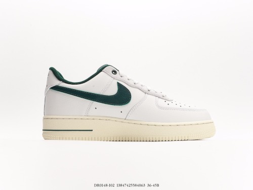 Nike Air Force 1 '07 LowCOMMAND FORC Classic Low -Givey Rapid Casual Sneakers  Leather White Gray Deep Green Oxidation Base  Style:DR0148-102
