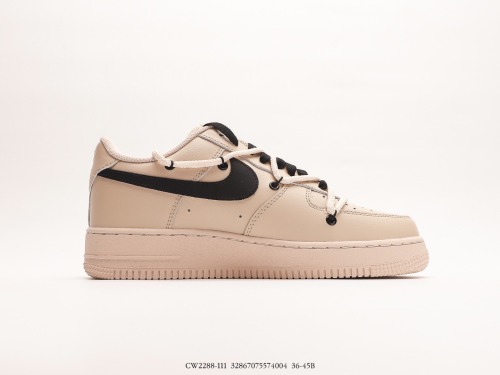 Nike by you Air FORce 1 '07 Low Retro SP Low -top classic versatile sports sneakers  milk coffee yelLow black tie  Style:CW2288-111