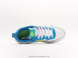 Nike Court Borough Low 2 (GS) white, blue -green hook casual sneakers Style:BQ5448-122