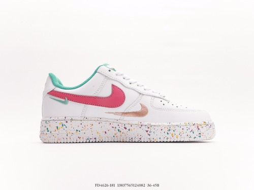 Nike Air Force 1 '07 Low GSMULTI-COLORMULTI-SWOOSH classic Low-top casual sneakers  Bunny Year White Orange Three Hooks  Style:FD4626-181