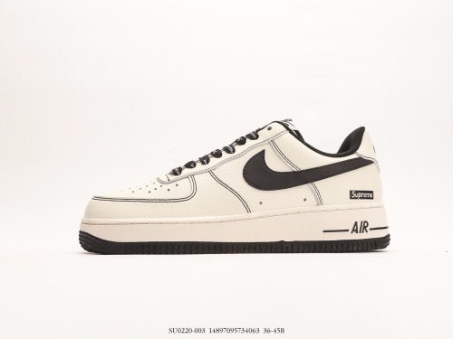 Supreme X Nike Air Force 1 07 Low  Supreme  classic Low -top leisure sneakers  lychee skin rice white black Sup  Style:SU0220-003