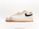 By you Air Force 1 '07 Low Retro SP Low -gang classic versatile leisure sneakers  leather rice white ginger black hook  Style:FD9063-101