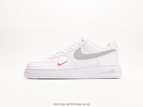 Nike Air Force 1’07 Low Gswhitegreyred mini swoosh classic Low -end leisure sneakers  splicing white gray red double hook  Style:FD9772-100