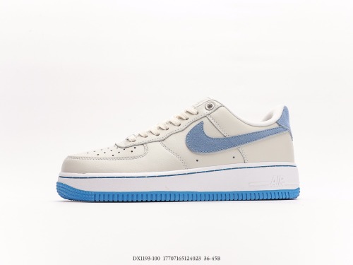 Nike Air Force 1’07 Low LXGREYFOG BLUE Classic Low -Bannia Casual Sneakers  Leather Light Gray Saga Hook  Style:DX1193-100