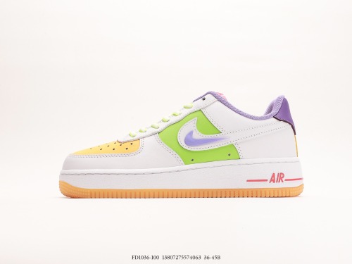 Nike Air Force 1 Low  White Green Orange  Low -top leisure sneakers Style:FD1036-100
