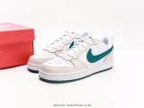 Nike Court Borough Low 2whitelake Green College Series Casual Sports Leather Leather Shoes  Leather Rice White Lake Water Green  Style:BQ5448-017