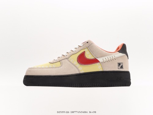 Nike Air Force 1 07 LowSOMOS FAMILIA series Low -top classic versatile leisure sneakers  khamy yelLow embroidery dead spirit festival  Style:DZ5355-126