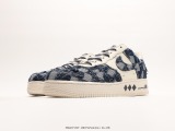 Nike Air Force 1′07 Low  Exclusive Denim  series of classic Low -end leisure sneakers  rice white deep blue checkered lattice stream  Style:FB0607-099