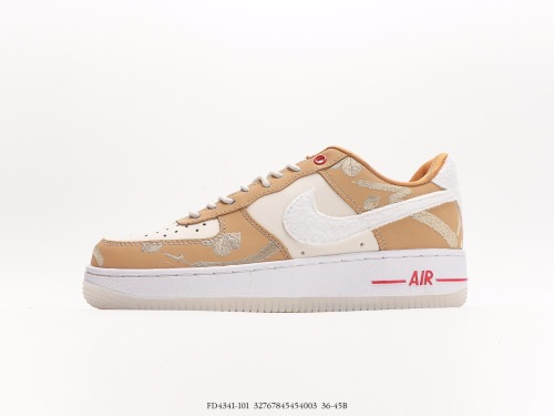 Nike2023 CNY Chinese Rabbit Year Limited color color color color color color matching 1 '07 Low chinese new year Low -gang classic wild casual sneakers  Bunny white brown  Style:FD4341-101