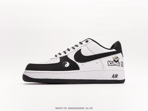 Nike Air Force 1 07 LV8 LowKUNG Fu Panda series classic Low -end leisure sneakers  leather black and white kung fu panda  Style:BS9055-701