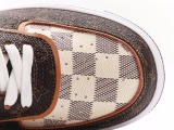 Louis Vuitton x Nike Air Force 107 Lv8 Lowdamier Azurbrownlv Monogram series Low -top classic versatile leisure sneakers  dark brown white checkered lattice LV pressure pattern old fLowers  Style:NS1211-001