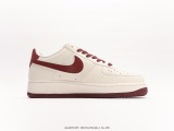 Nike Air Force 1’07 Lowbeige WhiteVine Reflective Classic Low -Gangs Leisure Sneakers  Leather Rice White Wine Red 3M Reverse Light Hook  Style:GL6835-005